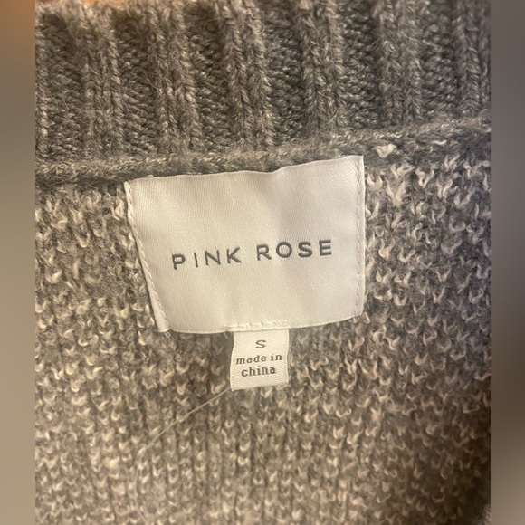 Pink Rose Gray Oversized Knit Cardigan - Picture 3 of 5